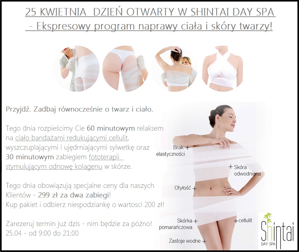 wyszczuplanie, spa warszawa, kosmetyczka warszawa, ursynów - kabaty, shintai day spa, bandaże arosha, led terapia Światłem